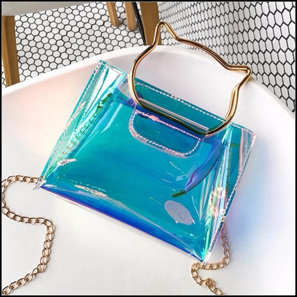 NEW Cat Face Handle Holographic Crossbody - Picture 4 of 8